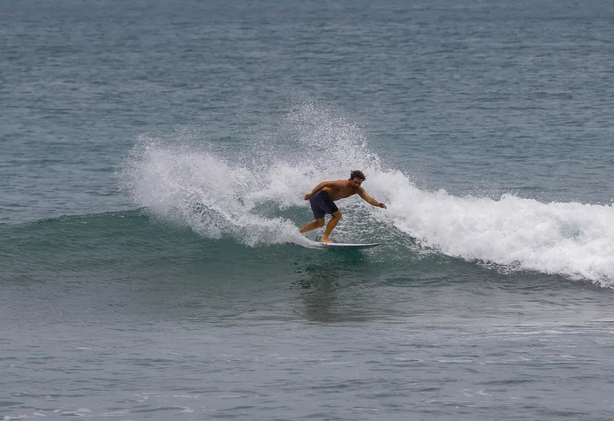 Surfer performs a sharp cutback on a small wave.