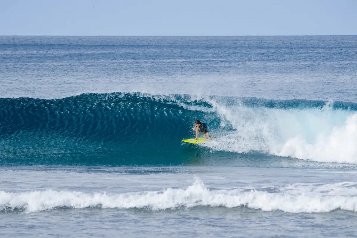 Surfer @romano-menichetti rides a perfect barrel at Playa Colorado.