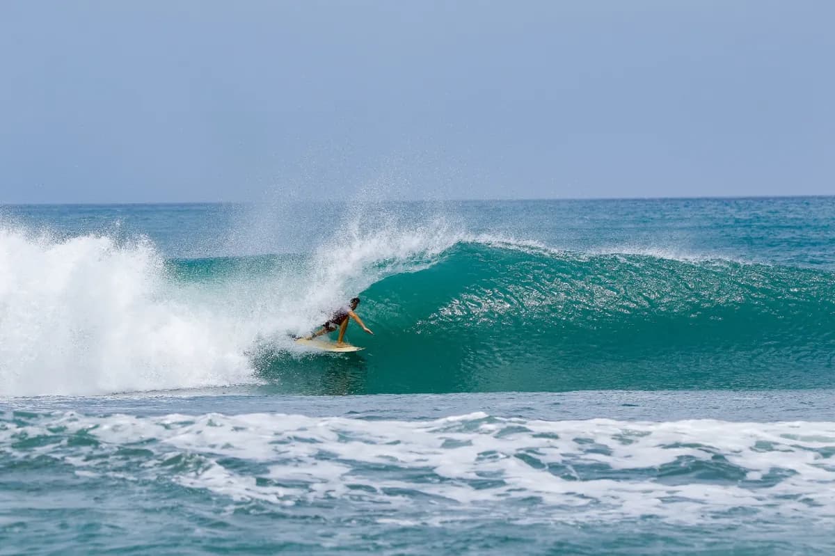 @will-scharin rides a green barrel at Playa Colorado.